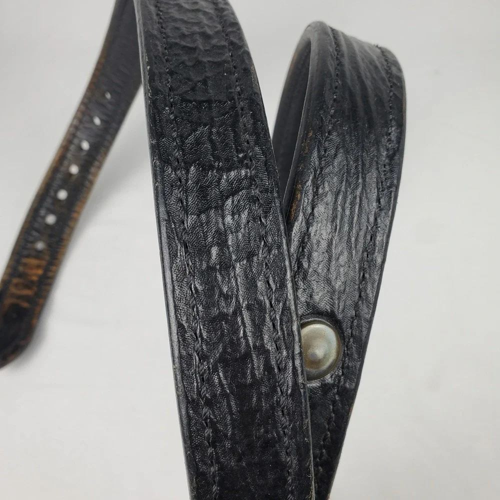 ERNIE HILL Speed Leather Belt Size 42 Black Bison Textured - No Buckle